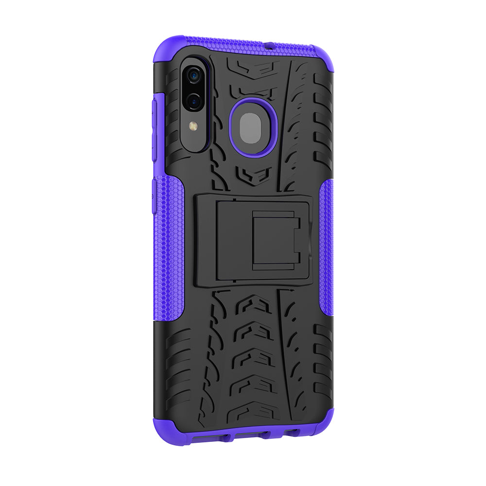 For Samsung Galaxy A50/A30/A20 Cool Tyre PC + TPU Hybrid Case with Kickstand