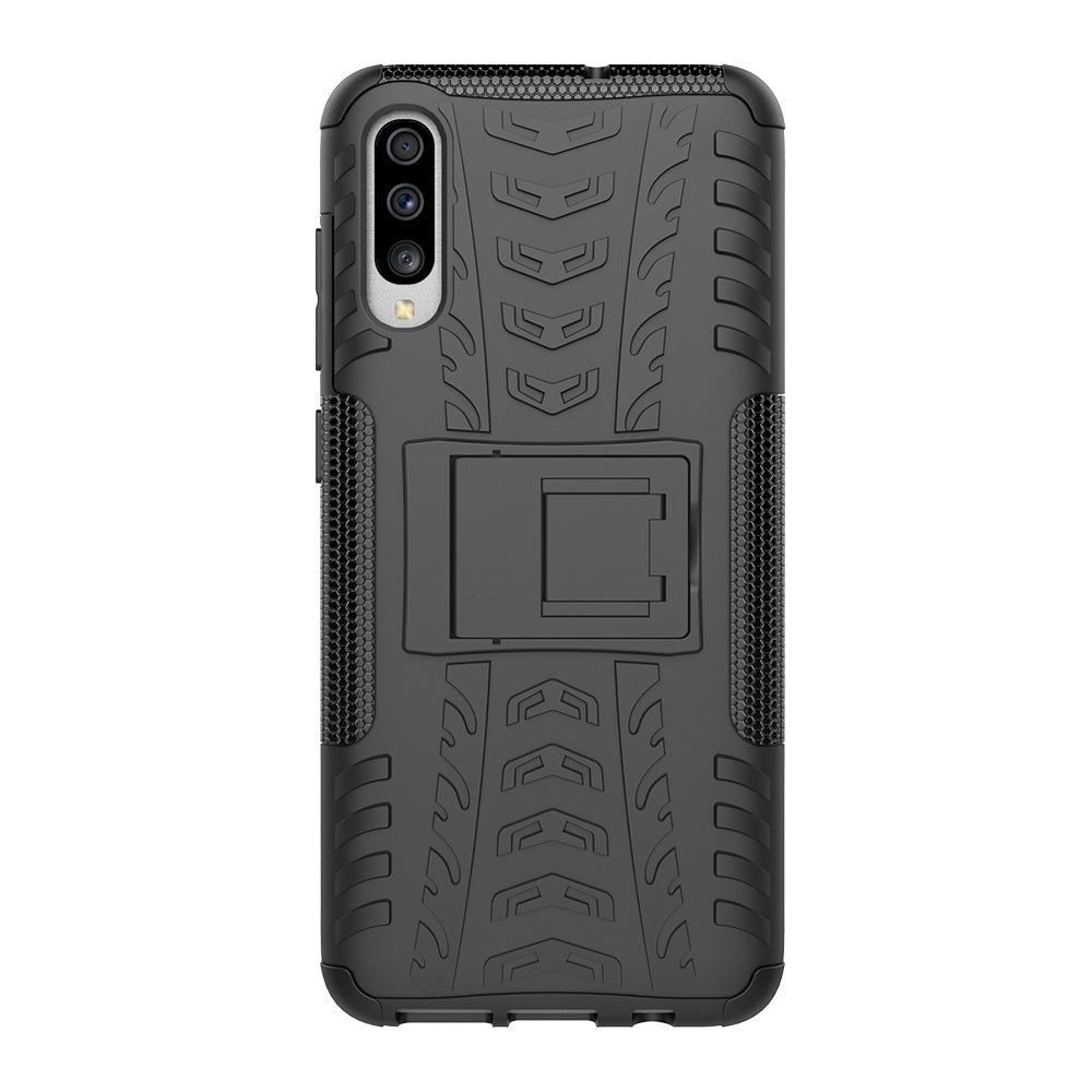 For Samsung Galaxy A70 Cool Tyre PC + TPU Hybrid Protective Cover with Kickstand