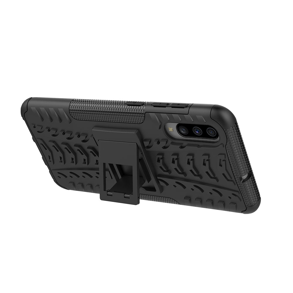 For Samsung Galaxy A70 Cool Tyre PC + TPU Hybrid Protective Cover with Kickstand