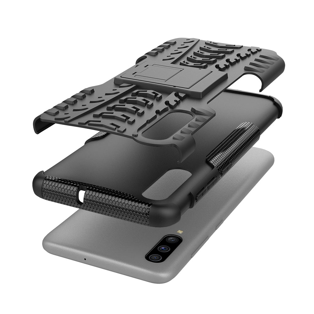 For Samsung Galaxy A70 Cool Tyre PC + TPU Hybrid Protective Cover with Kickstand