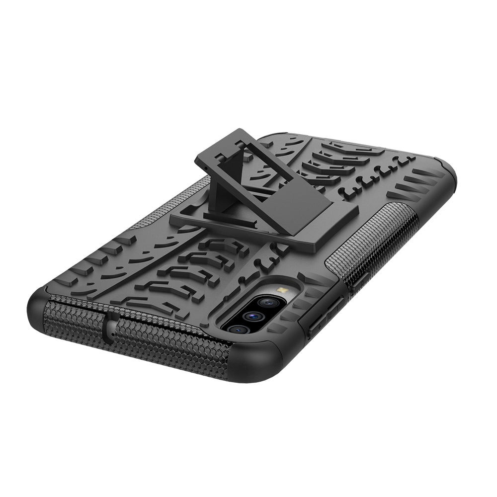 For Samsung Galaxy A70 Cool Tyre PC + TPU Hybrid Protective Cover with Kickstand