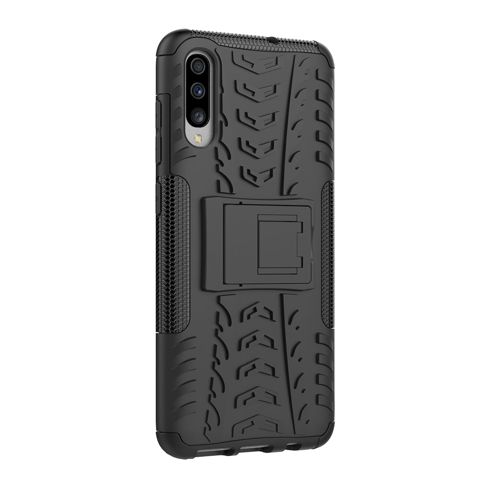 For Samsung Galaxy A70 Cool Tyre PC + TPU Hybrid Protective Cover with Kickstand