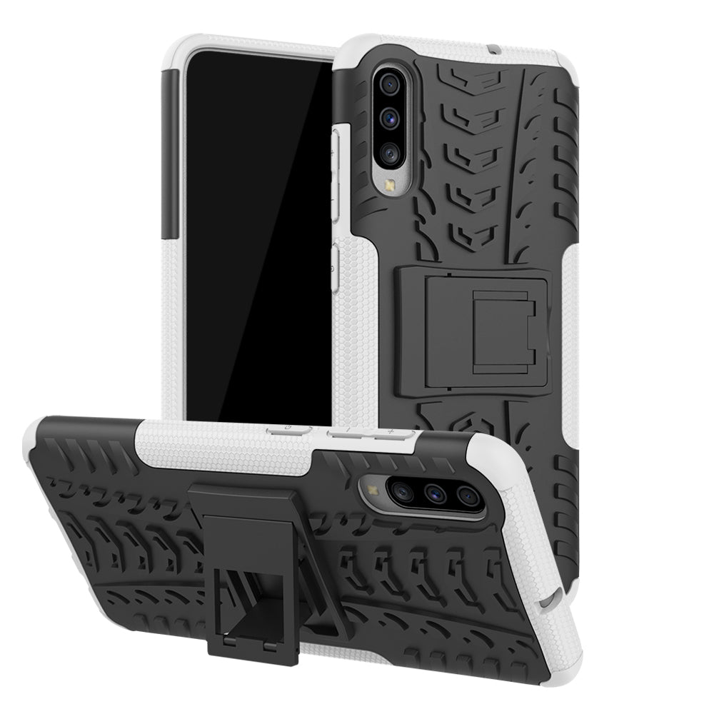 For Samsung Galaxy A70 Cool Tyre PC + TPU Hybrid Protective Cover with Kickstand