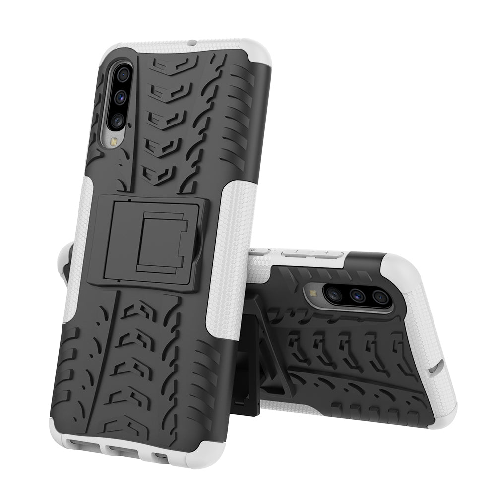 For Samsung Galaxy A70 Cool Tyre PC + TPU Hybrid Protective Cover with Kickstand