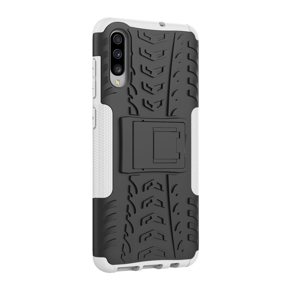 For Samsung Galaxy A70 Cool Tyre PC + TPU Hybrid Protective Cover with Kickstand