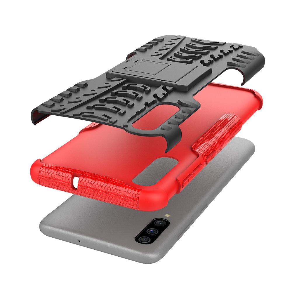 For Samsung Galaxy A70 Cool Tyre PC + TPU Hybrid Protective Cover with Kickstand