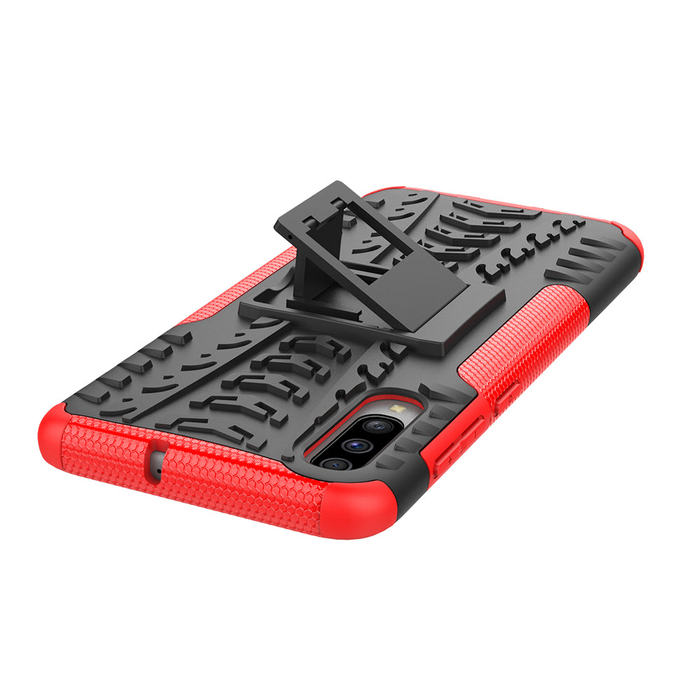 For Samsung Galaxy A70 Cool Tyre PC + TPU Hybrid Protective Cover with Kickstand