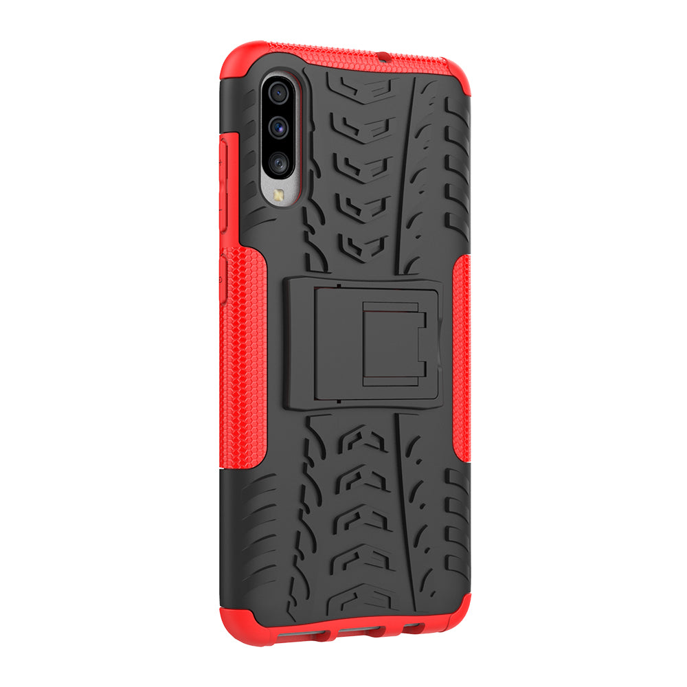 For Samsung Galaxy A70 Cool Tyre PC + TPU Hybrid Protective Cover with Kickstand