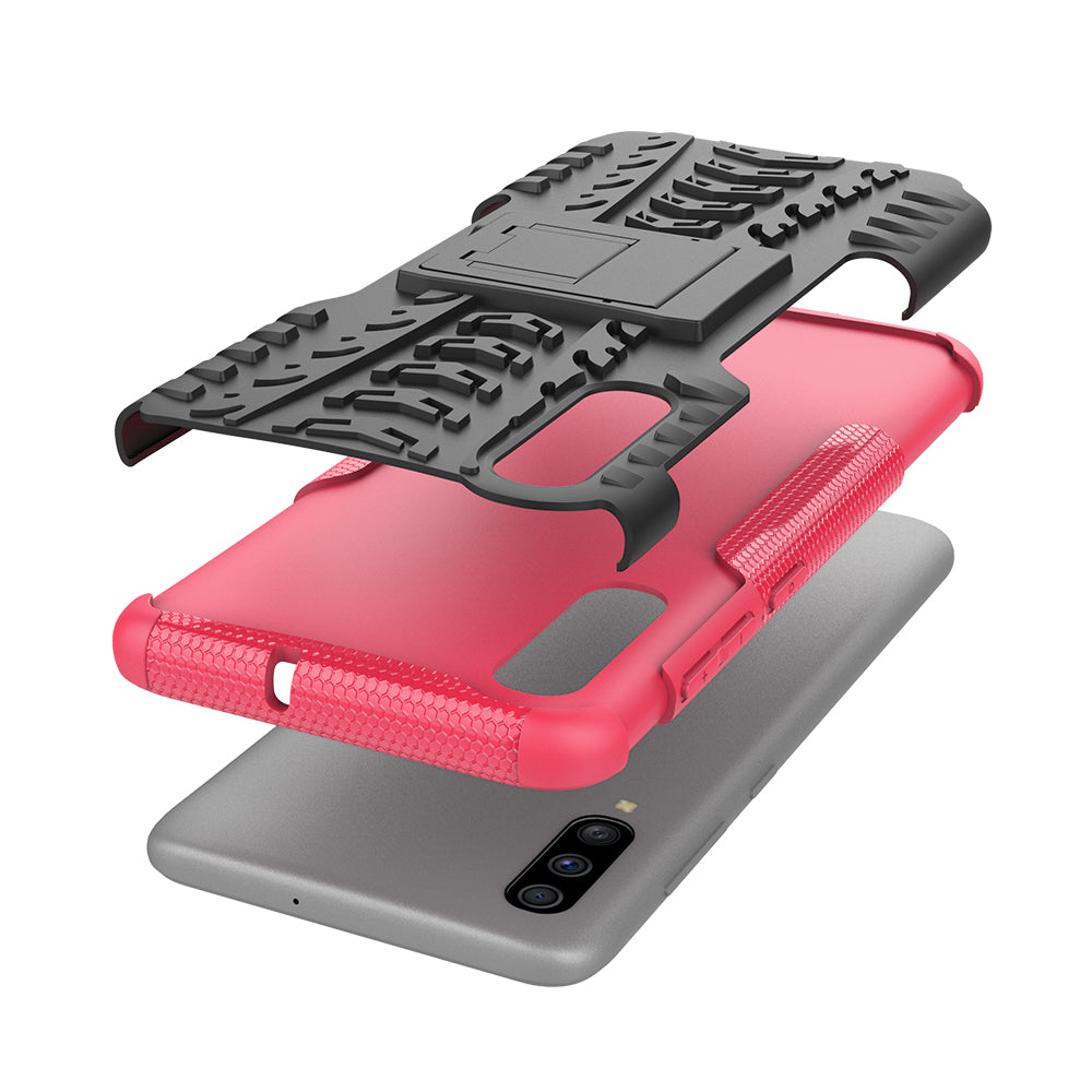 For Samsung Galaxy A70 Cool Tyre PC + TPU Hybrid Protective Cover with Kickstand