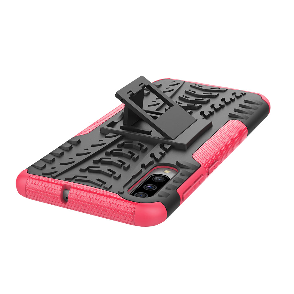 For Samsung Galaxy A70 Cool Tyre PC + TPU Hybrid Protective Cover with Kickstand