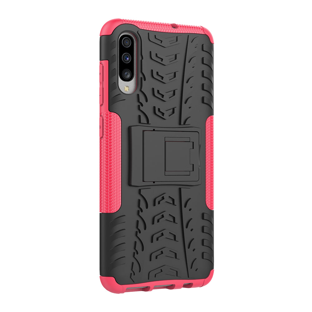 For Samsung Galaxy A70 Cool Tyre PC + TPU Hybrid Protective Cover with Kickstand