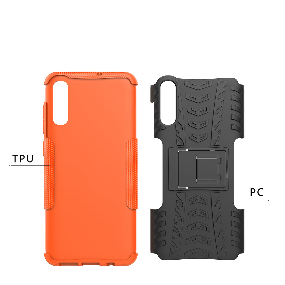 For Samsung Galaxy A70 Cool Tyre PC + TPU Hybrid Protective Cover with Kickstand