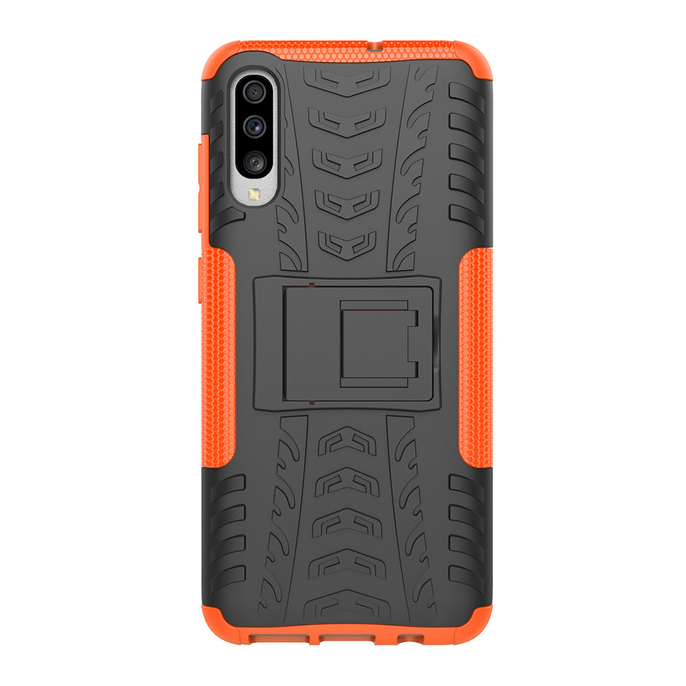 For Samsung Galaxy A70 Cool Tyre PC + TPU Hybrid Protective Cover with Kickstand