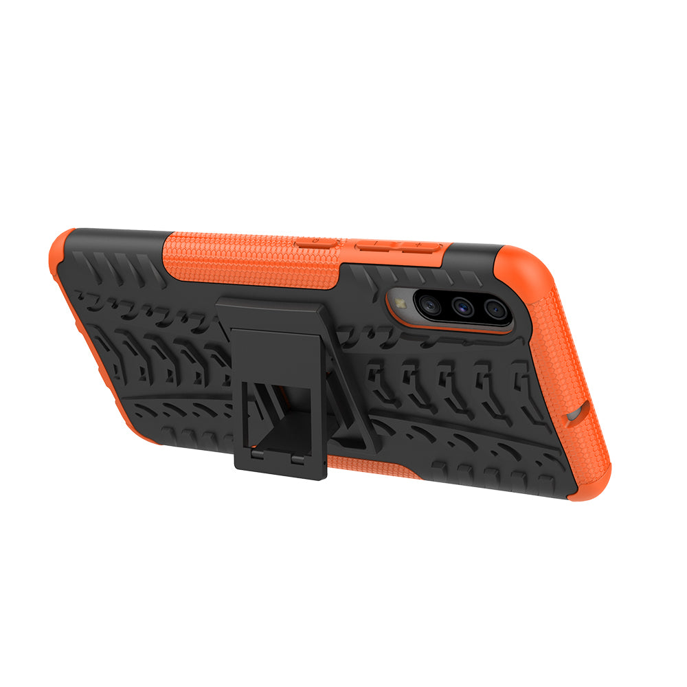 For Samsung Galaxy A70 Cool Tyre PC + TPU Hybrid Protective Cover with Kickstand