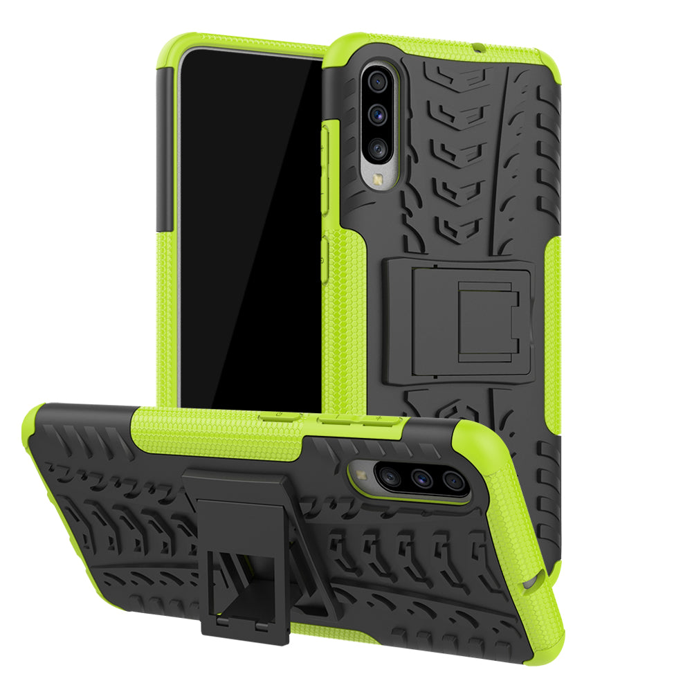 For Samsung Galaxy A70 Cool Tyre PC + TPU Hybrid Protective Cover with Kickstand