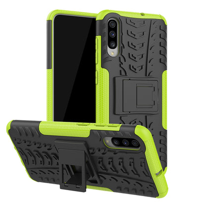 For Samsung Galaxy A70 Cool Tyre PC + TPU Hybrid Protective Cover with Kickstand