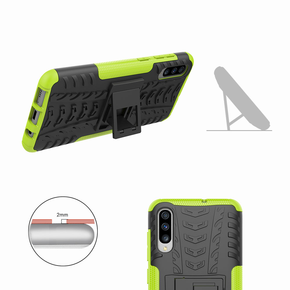 For Samsung Galaxy A70 Cool Tyre PC + TPU Hybrid Protective Cover with Kickstand