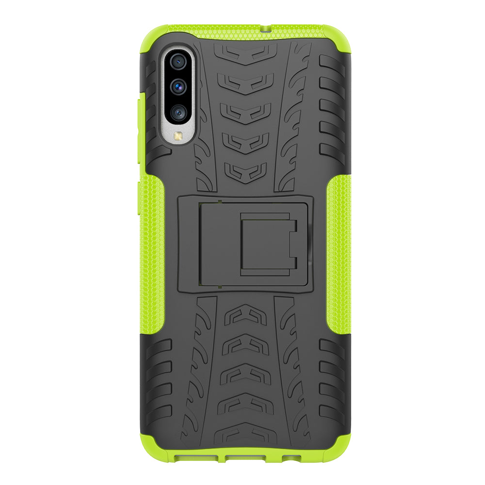 For Samsung Galaxy A70 Cool Tyre PC + TPU Hybrid Protective Cover with Kickstand