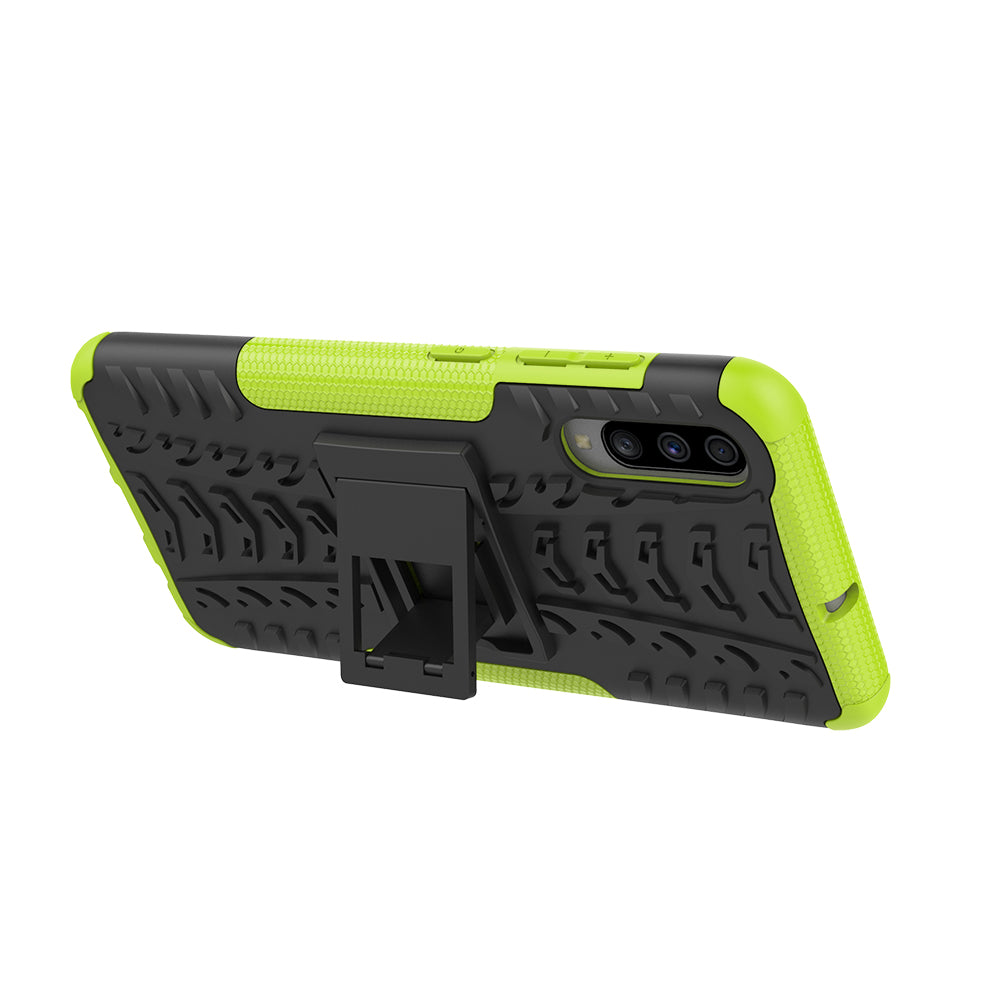 For Samsung Galaxy A70 Cool Tyre PC + TPU Hybrid Protective Cover with Kickstand
