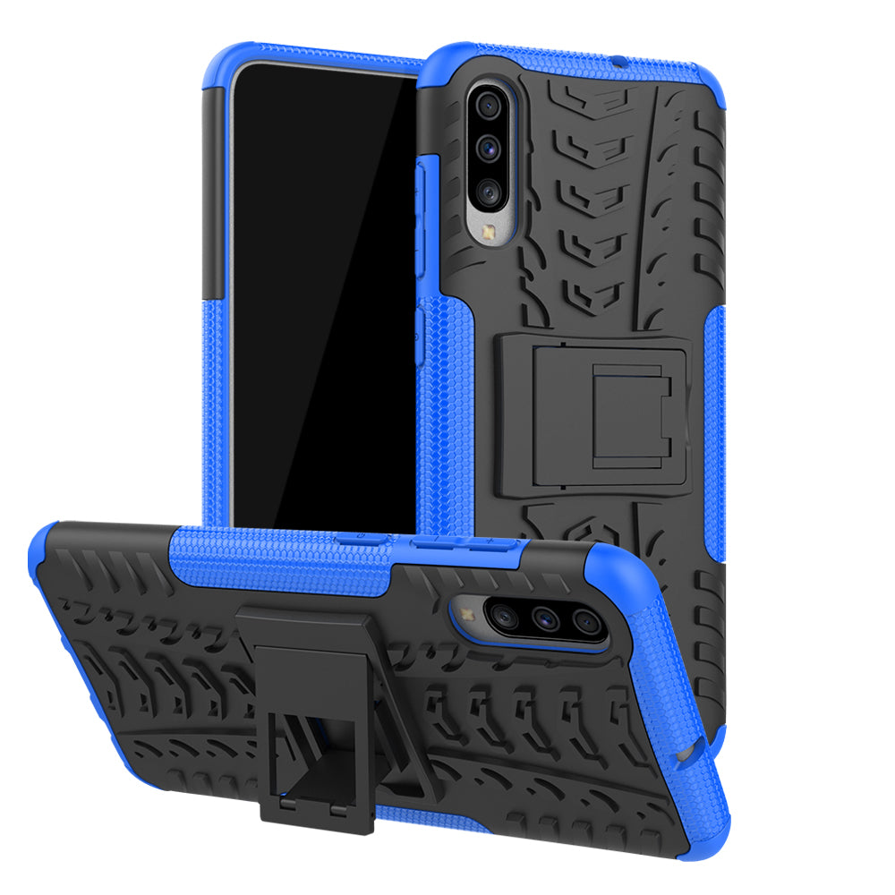 For Samsung Galaxy A70 Cool Tyre PC + TPU Hybrid Protective Cover with Kickstand