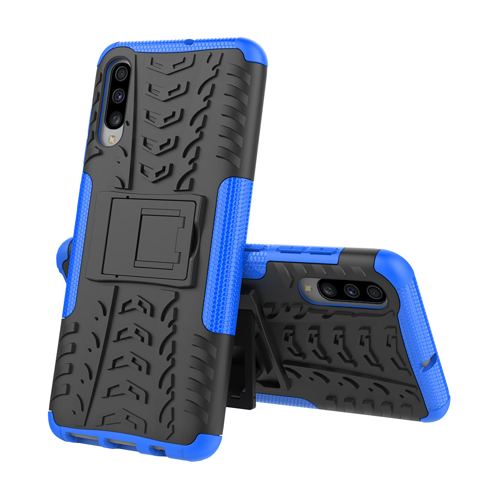 For Samsung Galaxy A70 Cool Tyre PC + TPU Hybrid Protective Cover with Kickstand
