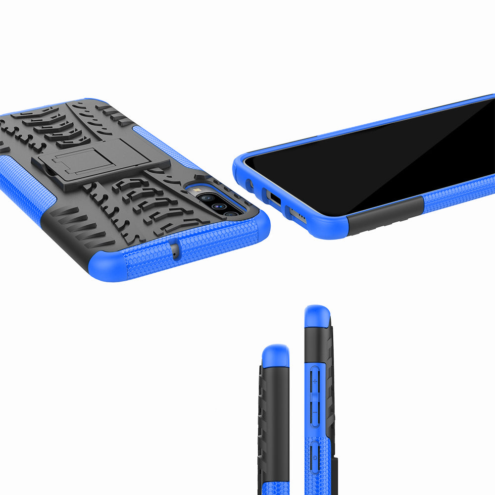 For Samsung Galaxy A70 Cool Tyre PC + TPU Hybrid Protective Cover with Kickstand
