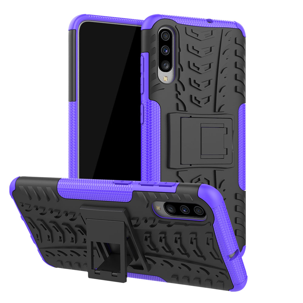 For Samsung Galaxy A70 Cool Tyre PC + TPU Hybrid Protective Cover with Kickstand