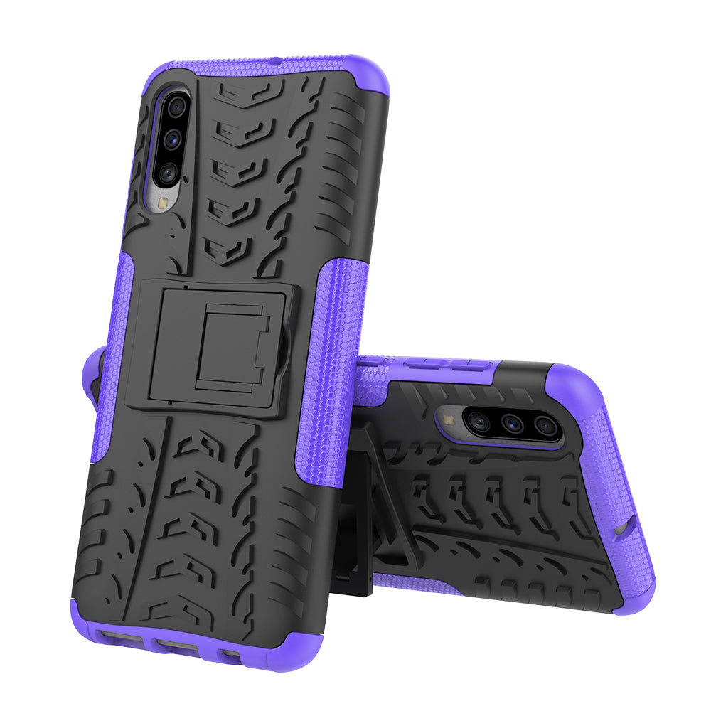 For Samsung Galaxy A70 Cool Tyre PC + TPU Hybrid Protective Cover with Kickstand