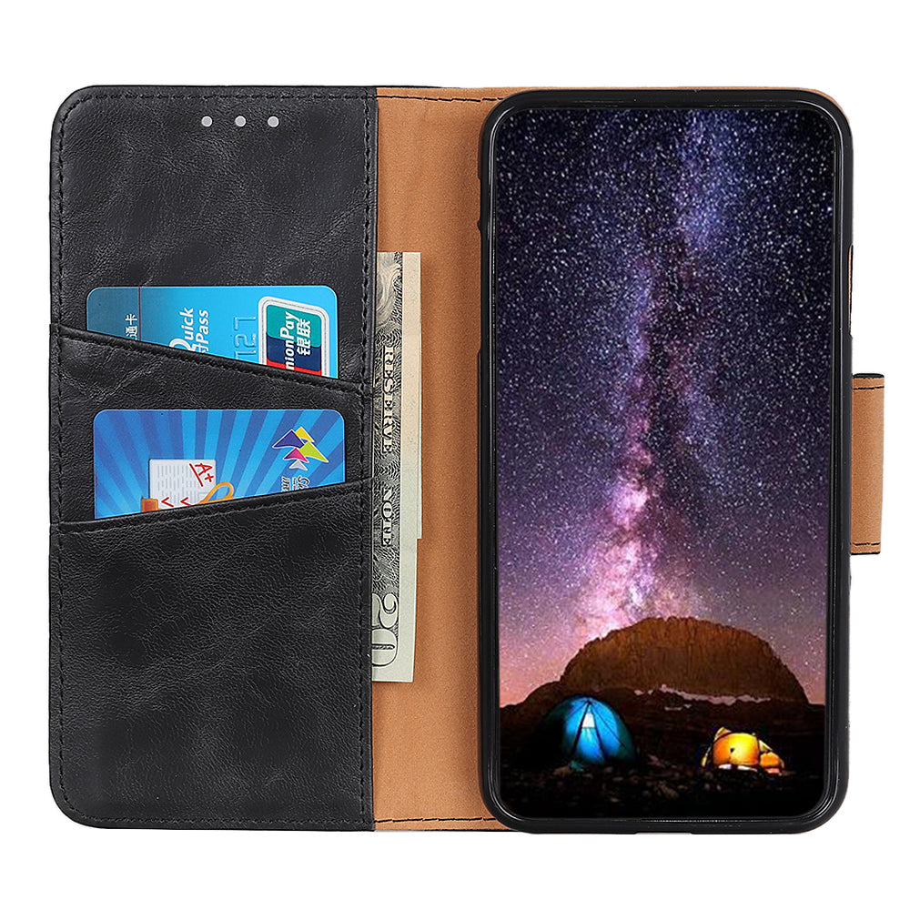 Crazy Horse Split Leather Wallet Stand Mobile Casing Cover for Samsung Galaxy A20e