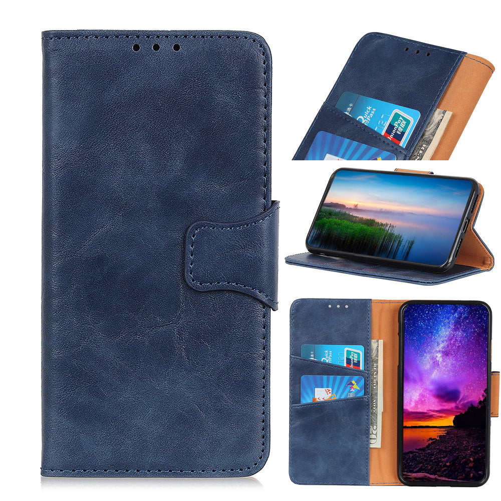 Crazy Horse Split Leather Wallet Stand Mobile Casing Cover for Samsung Galaxy A20e