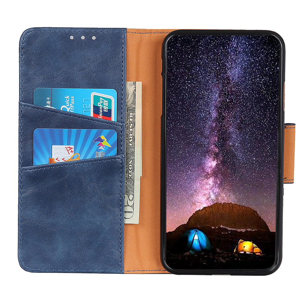 Crazy Horse Split Leather Wallet Stand Mobile Casing Cover for Samsung Galaxy A20e