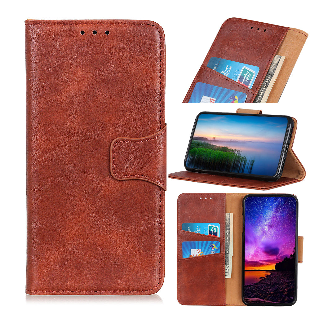 Crazy Horse Split Leather Wallet Stand Mobile Casing Cover for Samsung Galaxy A20e
