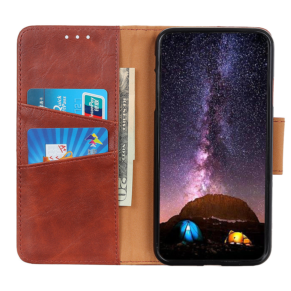 Crazy Horse Split Leather Wallet Stand Mobile Casing Cover for Samsung Galaxy A20e