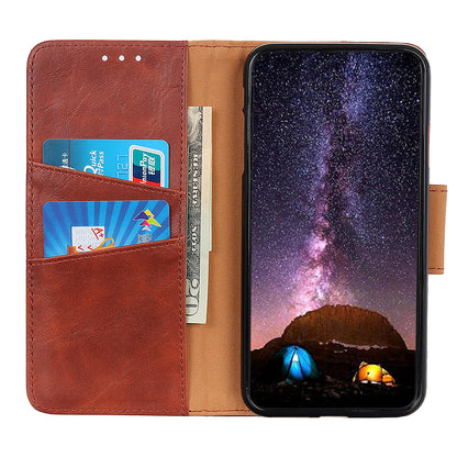 Crazy Horse Split Leather Wallet Stand Mobile Casing Cover for Samsung Galaxy A20e