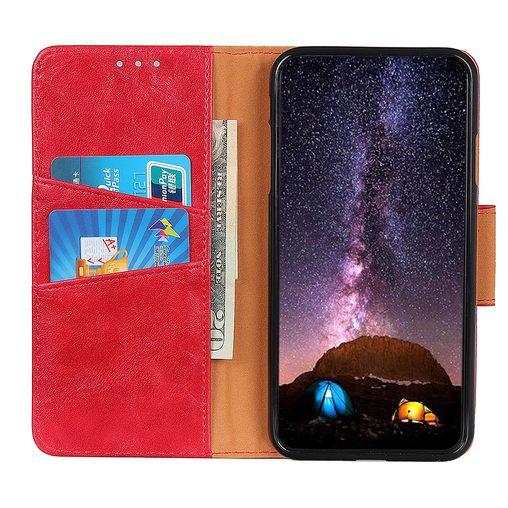 Crazy Horse Split Leather Wallet Stand Mobile Casing Cover for Samsung Galaxy A20e