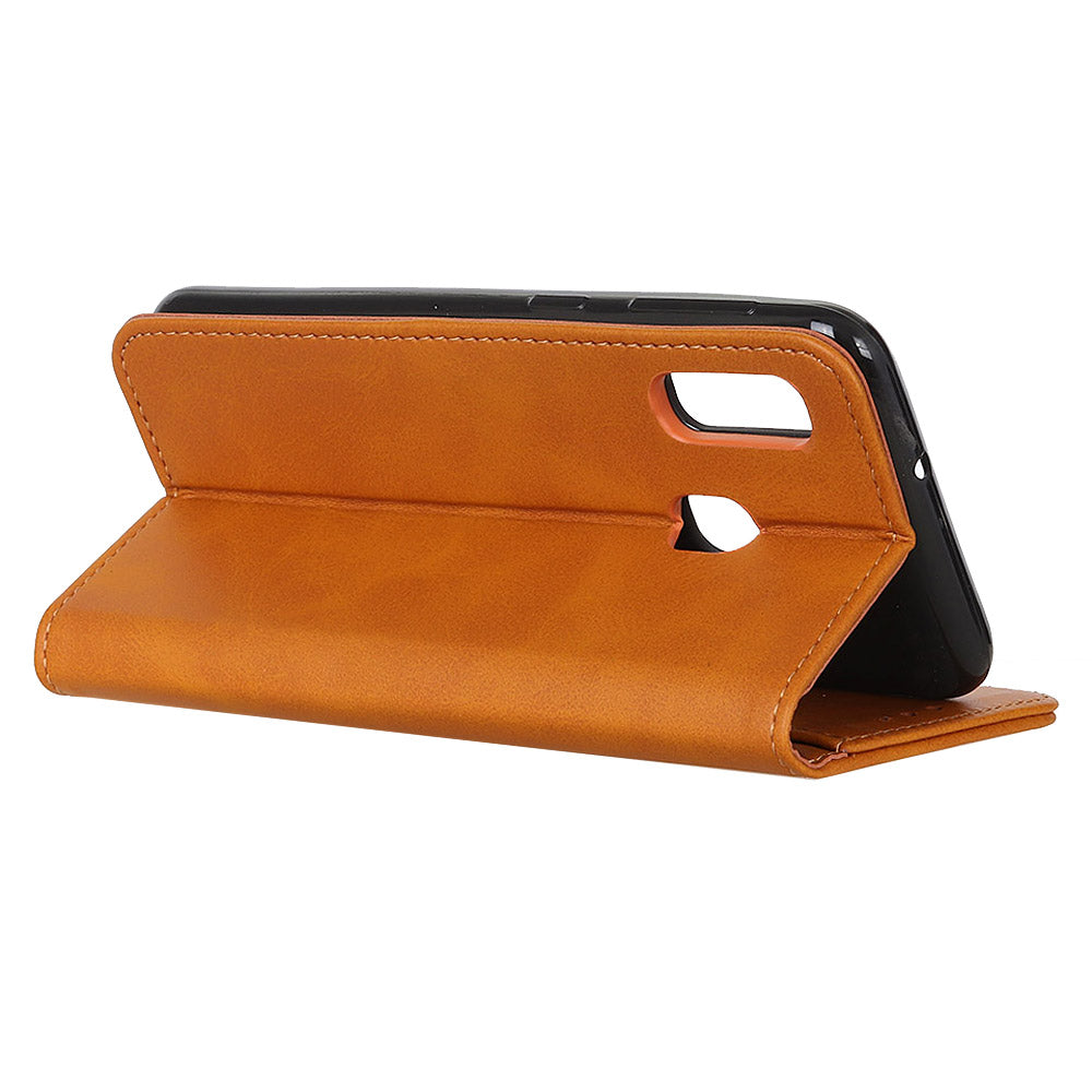 Auto-absorbed Split Leather Cell Phone Case for Samsung Galaxy A20e