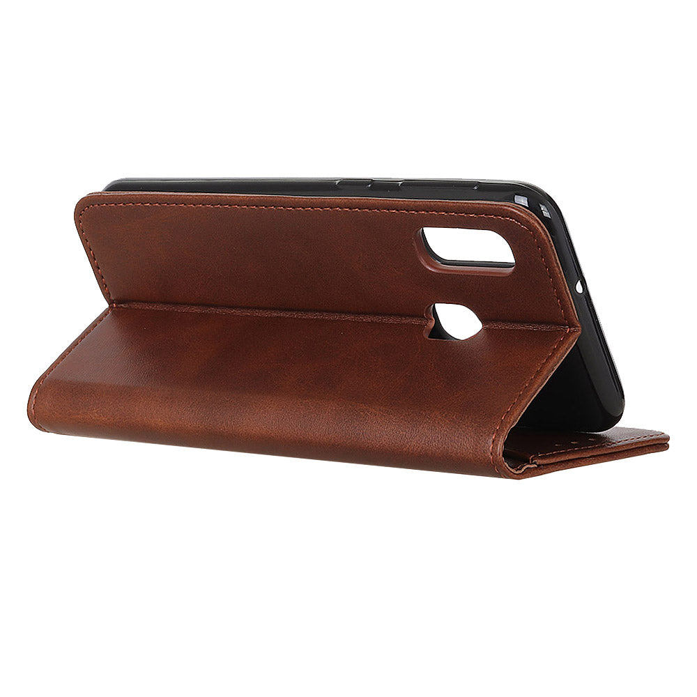 Auto-absorbed Split Leather Cell Phone Case for Samsung Galaxy A20e