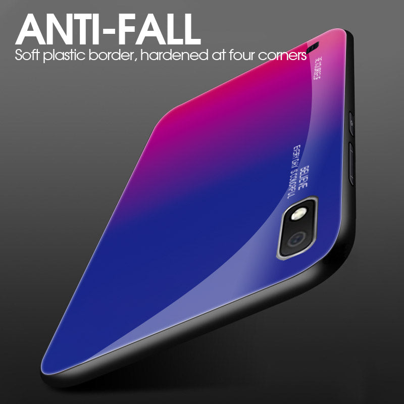 Gradient Color Glass + PC + TPU Hybrid Case for Samsung Galaxy A10