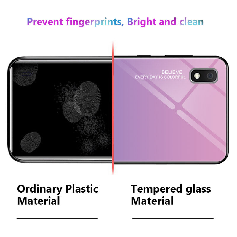 Gradient Color Glass + PC + TPU Hybrid Case for Samsung Galaxy A10