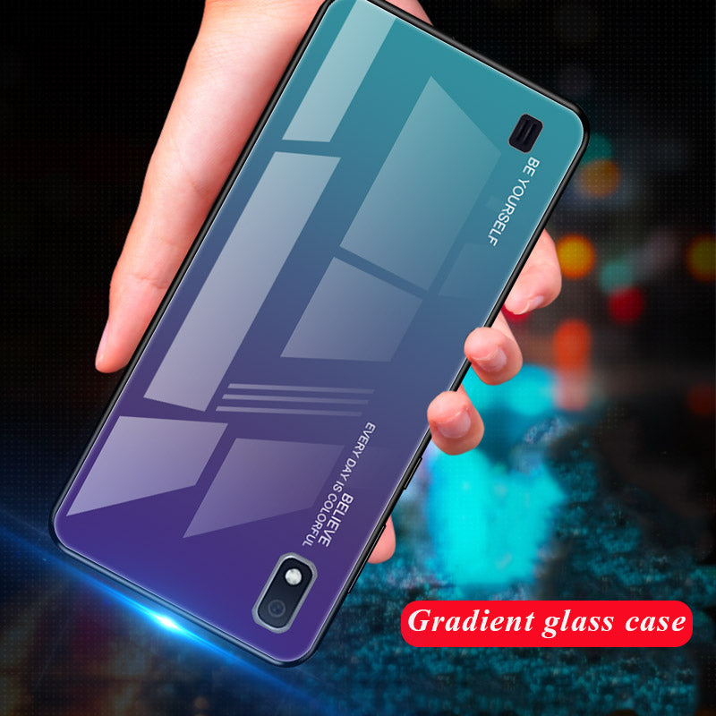 Gradient Color Glass + PC + TPU Hybrid Case for Samsung Galaxy A10