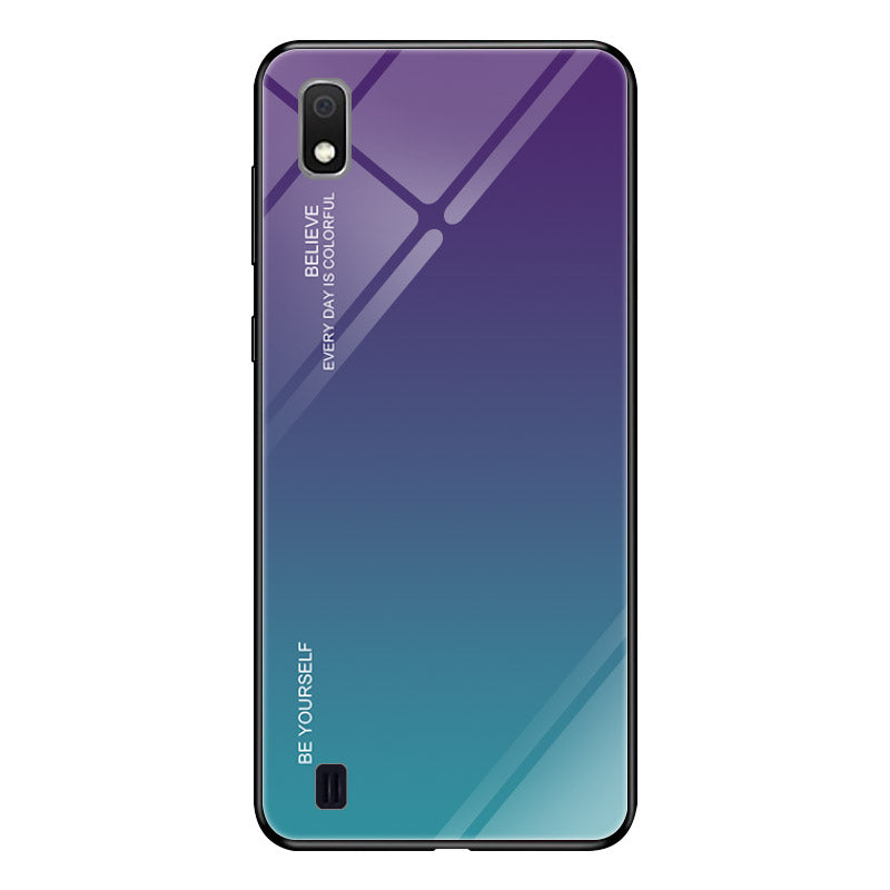 Gradient Color Glass + PC + TPU Hybrid Case for Samsung Galaxy A10