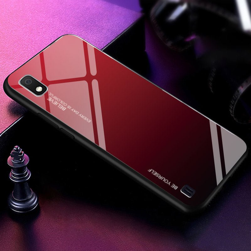Gradient Color Glass + PC + TPU Hybrid Case for Samsung Galaxy A10