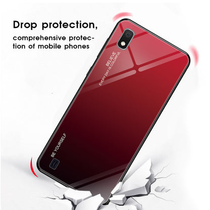 Gradient Color Glass + PC + TPU Hybrid Case for Samsung Galaxy A10