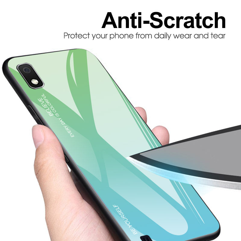 Gradient Color Glass + PC + TPU Hybrid Case for Samsung Galaxy A10