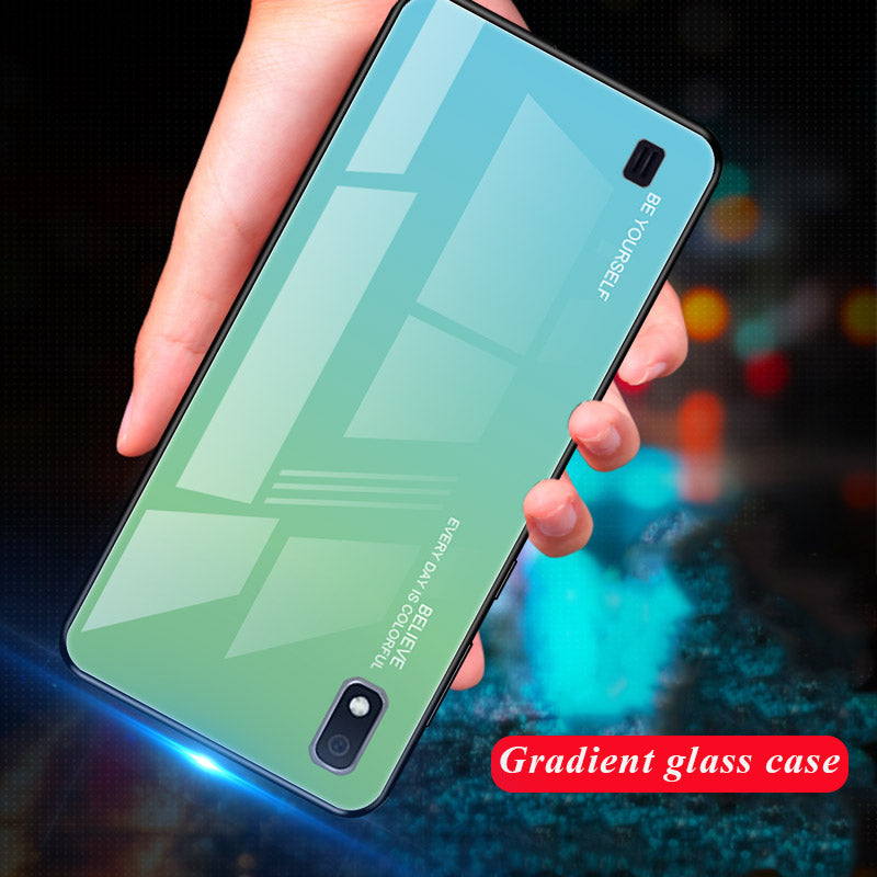 Gradient Color Glass + PC + TPU Hybrid Case for Samsung Galaxy A10