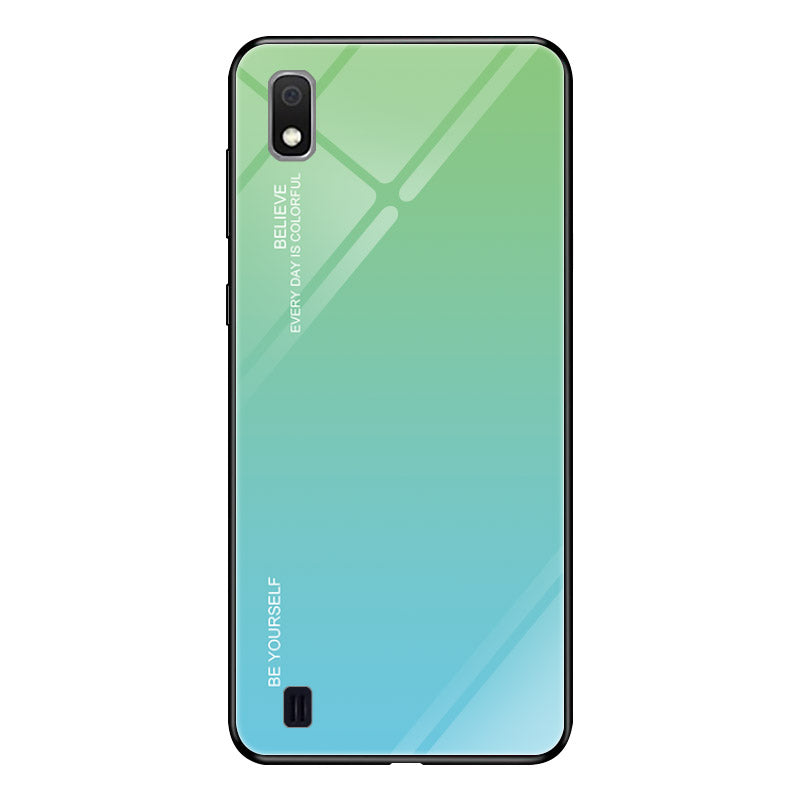 Gradient Color Glass + PC + TPU Hybrid Case for Samsung Galaxy A10