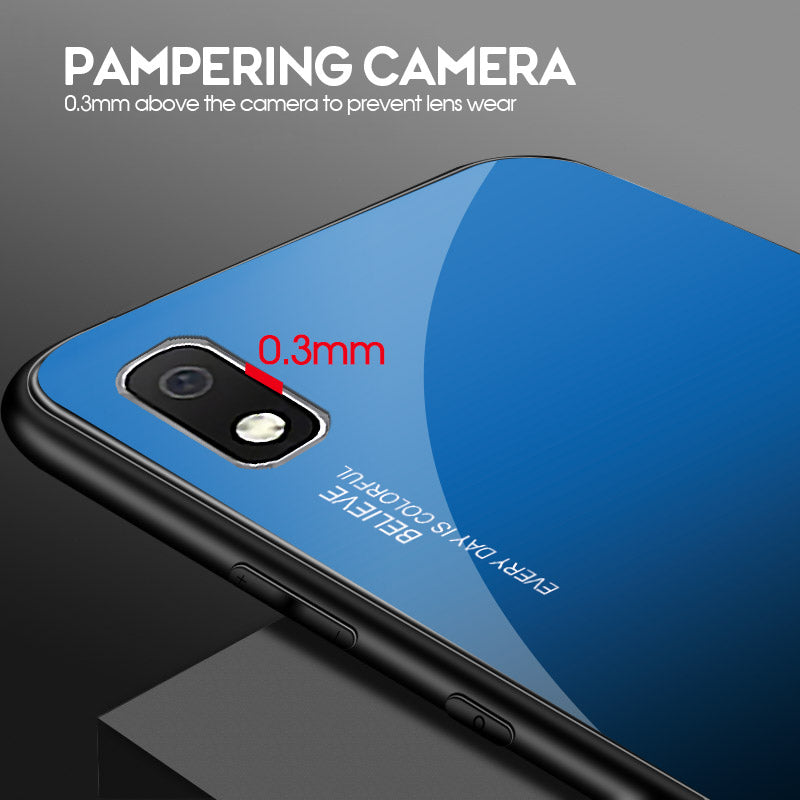 Gradient Color Glass + PC + TPU Hybrid Case for Samsung Galaxy A10
