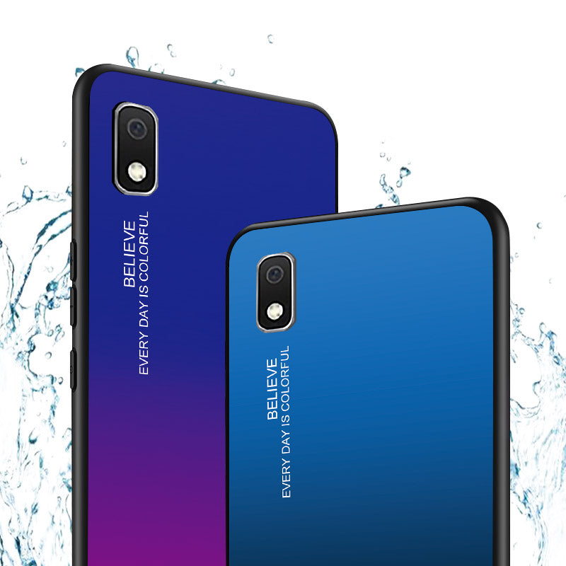 Gradient Color Glass + PC + TPU Hybrid Case for Samsung Galaxy A10