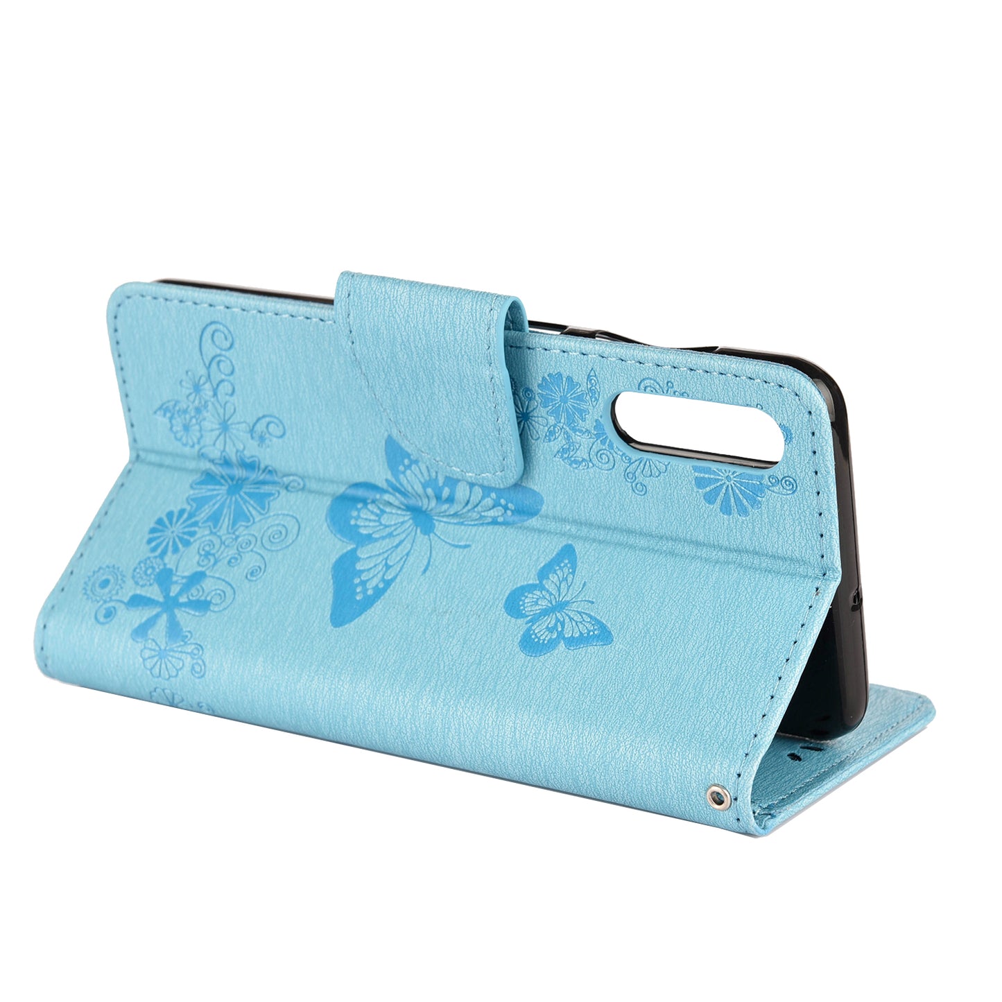 Imprint Butterfly Flowers Leather Stand Wallet Folio Case for Samsung Galaxy A50 / A50s / A30s