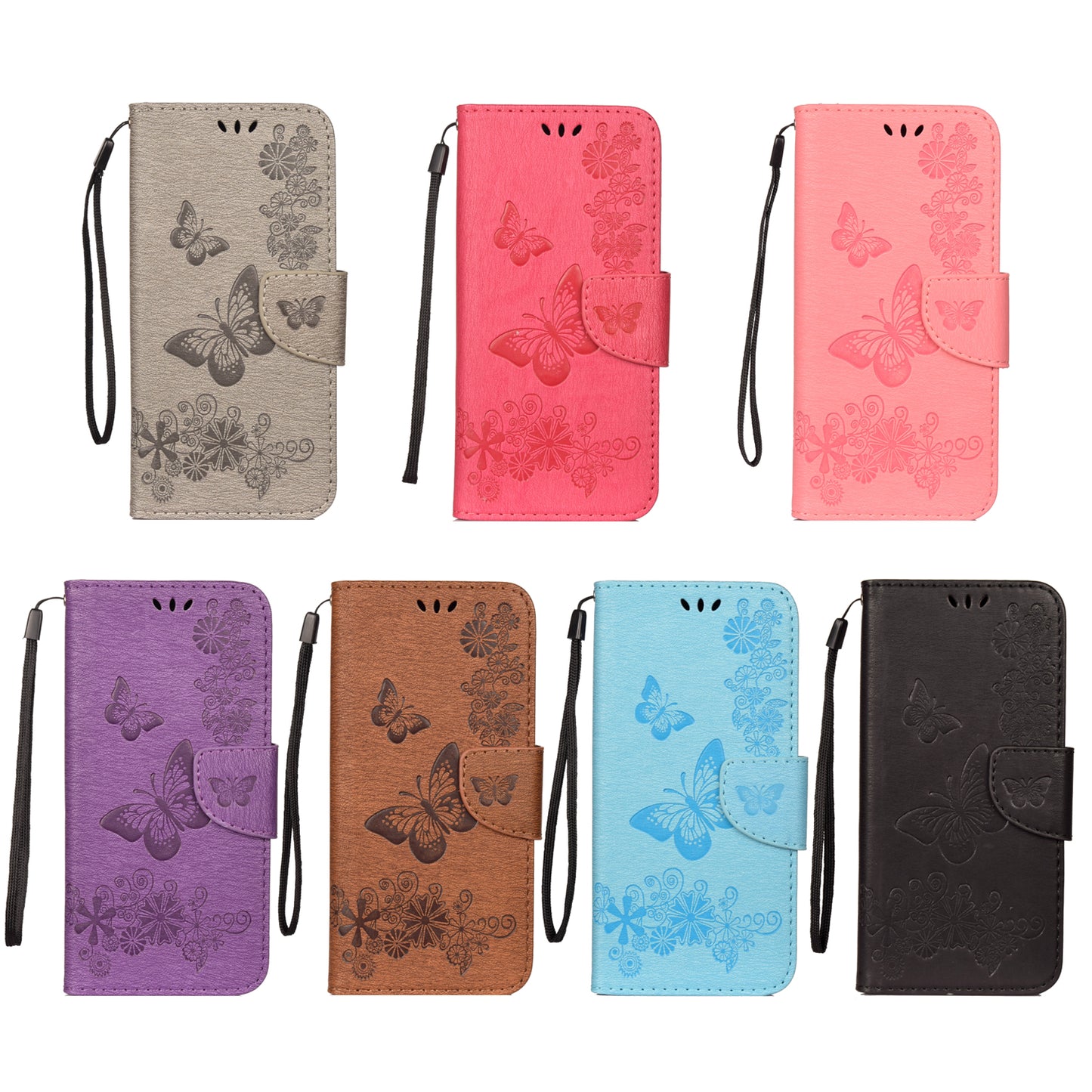 Imprint Butterfly Flowers Leather Stand Wallet Folio Case for Samsung Galaxy A50 / A50s / A30s